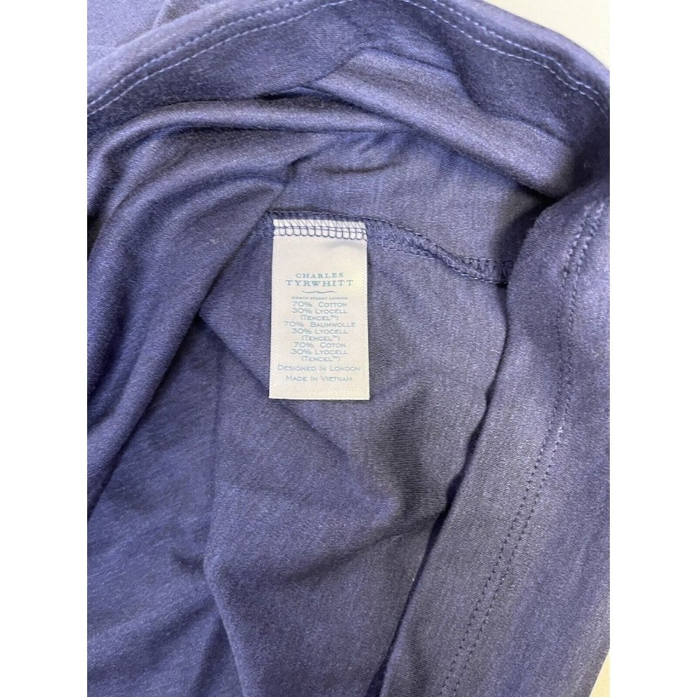 Charles Tyrwhitt Men's Long Sleeve Jersey Polo Size 2XL Blue Cotton Soft Collar - Picture 6 of 9